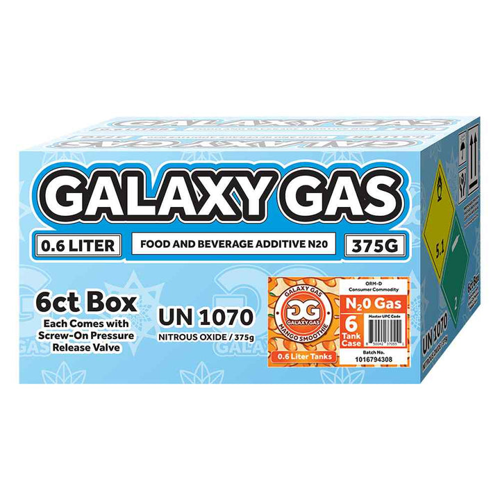 Galaxy Gas 0.6L N2O 375g Tank Mango Smoothie 6ct box