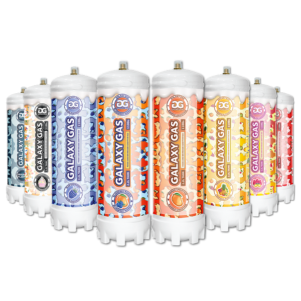 Variety Pack - Galaxy Gas Whip Cream Chargers 2.2L XXL (1,100g) Food Grade N2O Nitrous Oxide Tanks - Variety Pack All Flavors
