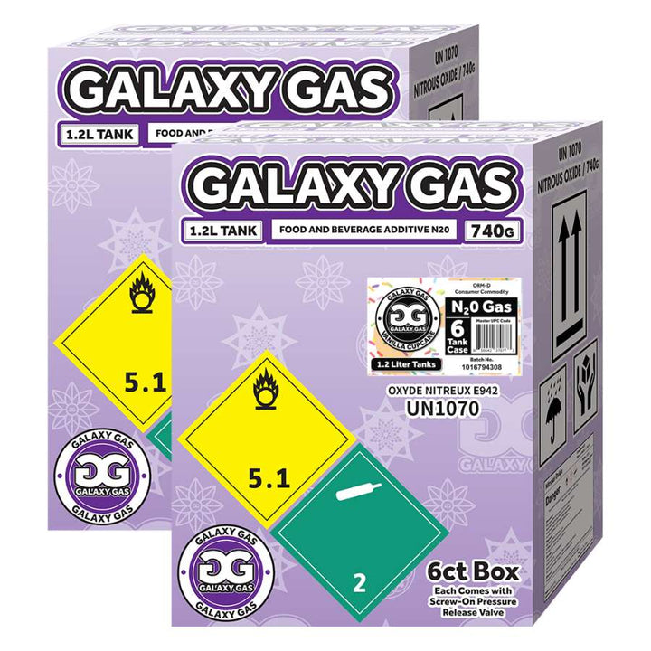 2 boxes of Galaxy Gas XL 1.2L 740g N2O Tank - Vanilla Cupcake