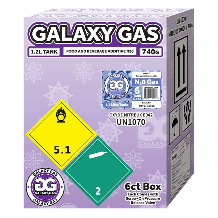 Galaxy Gas XL 1.2L 740g N2O Tank - Blue Raspberry box