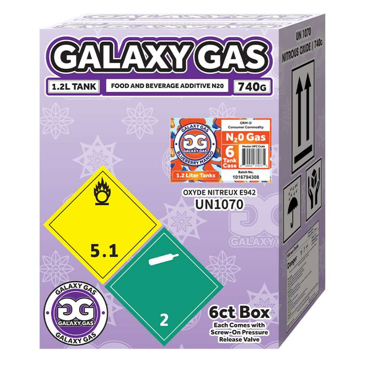 Galaxy Gas XL 1.2L 700g N2O Tank - Blueberry Mango 6ct box