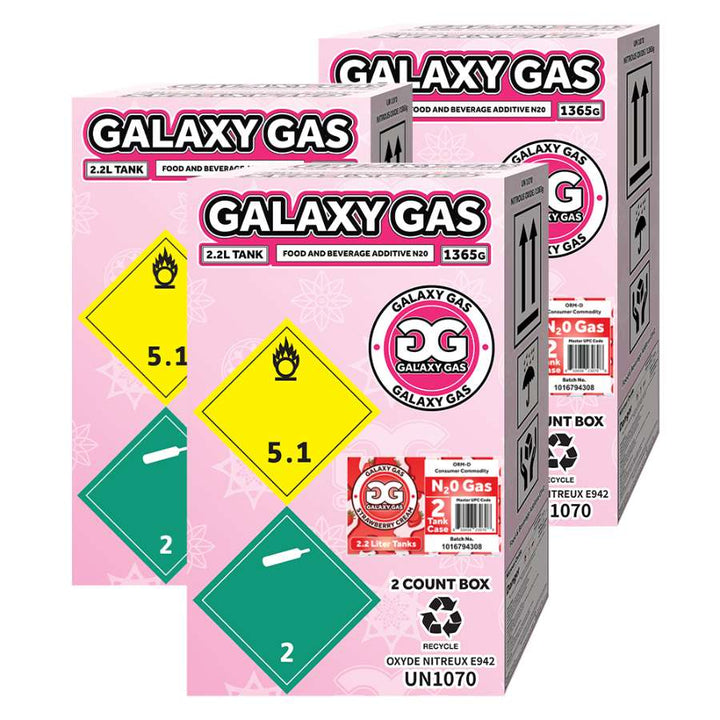 Galaxy Gas 2.2L 1,365g N2O Tank Strawberry Cream boxes