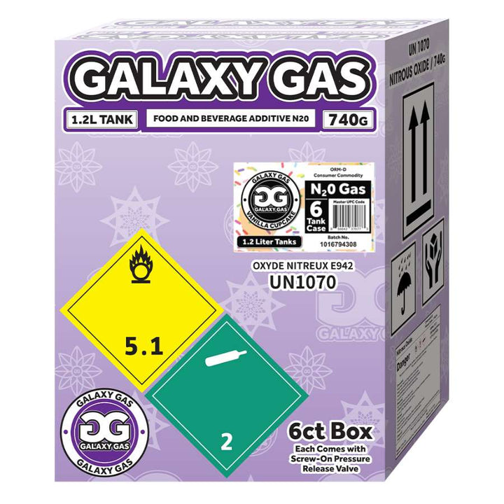Galaxy Gas XL 1.2L 740g N2O Tank - Vanilla Cupcake 6ct box