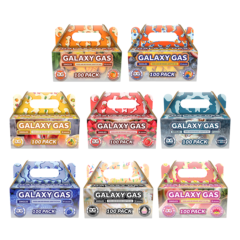 *New* Galaxy Gas 8 Flavor Variety Packs: Nitrous Oxide N2O 8g Whipped Cream Chargers (800 Count )