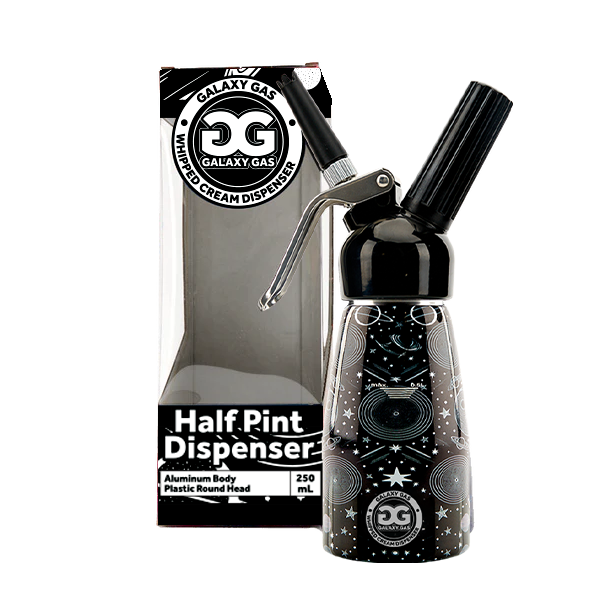 Galaxy Gas Whipped Cream Dispenser Half Pint - Plastic Head / Aluminum Body- Black Color