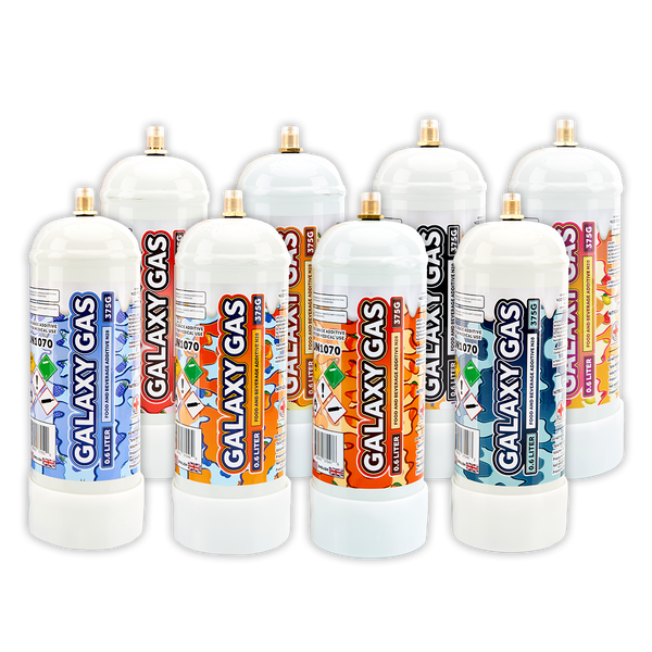 Variety 8 Pack - Galaxy Gas Whip Cream Chargers .6L (375g) Food Grade n2o Nitrous Oxide Tanks - Variety Pack All 8 Flavors