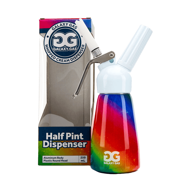 Galaxy Gas Whipped Cream Dispenser Half Pint - Plastic Head / Aluminum Body- RAINBOW