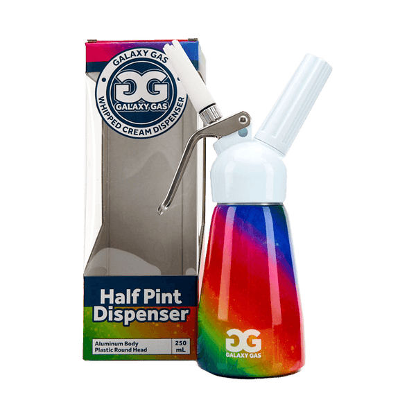 Galaxy Gas Whipped Cream Dispenser Half Pint - Plastic Head / Aluminum Body- RAINBOW