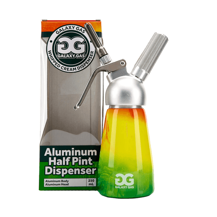 Galaxy Gas Whipped Cream Dispenser Half Pint - Aluminum - Rasta Color