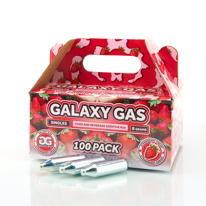 Galaxy Gas Infusion Singles Strawberry N2O 8g Whip Cream Chargers (100 Count)