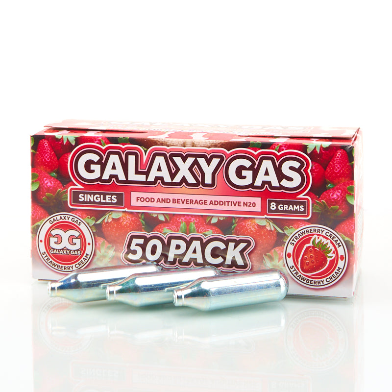 *NEW* Galaxy Gas Infusion Singles Strawberry Nitrous Oxide N2O 8g Whip Cream Chargers (50 Count)