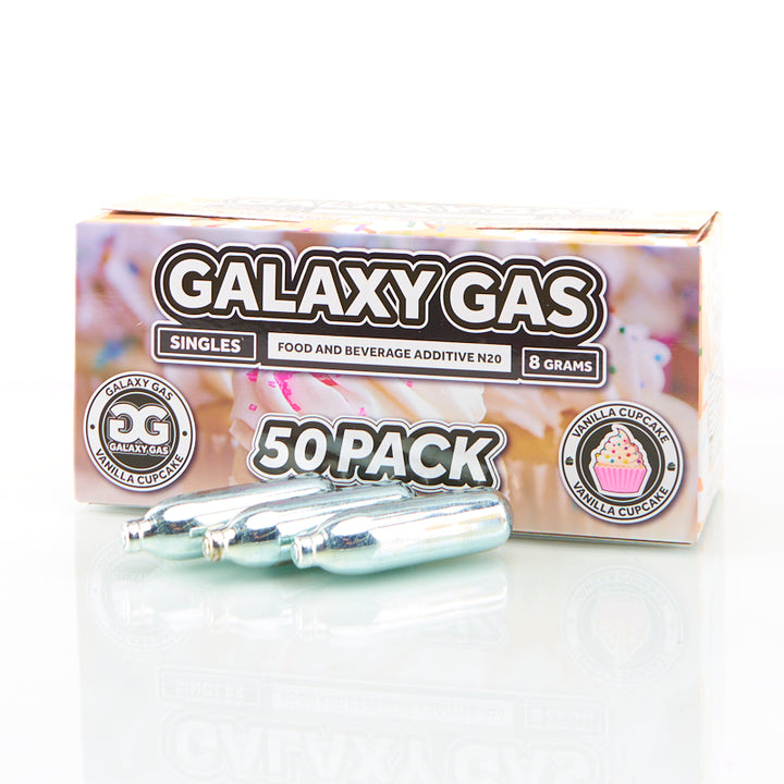 Galaxy Gas Infusion Vanilla Cupcake N2O 8g Whip Cream Chargers Nitrous Oxide (50 Count)