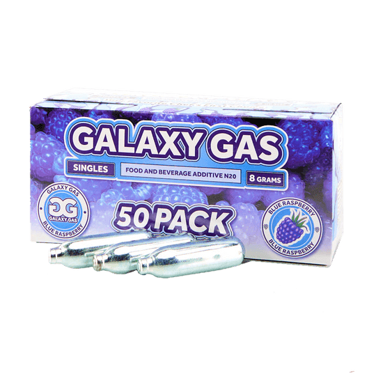 Galaxy Gas Infusion Blue Raspberry N2O 8g Whip Cream Chargers Nitrous Oxide (50 Count)