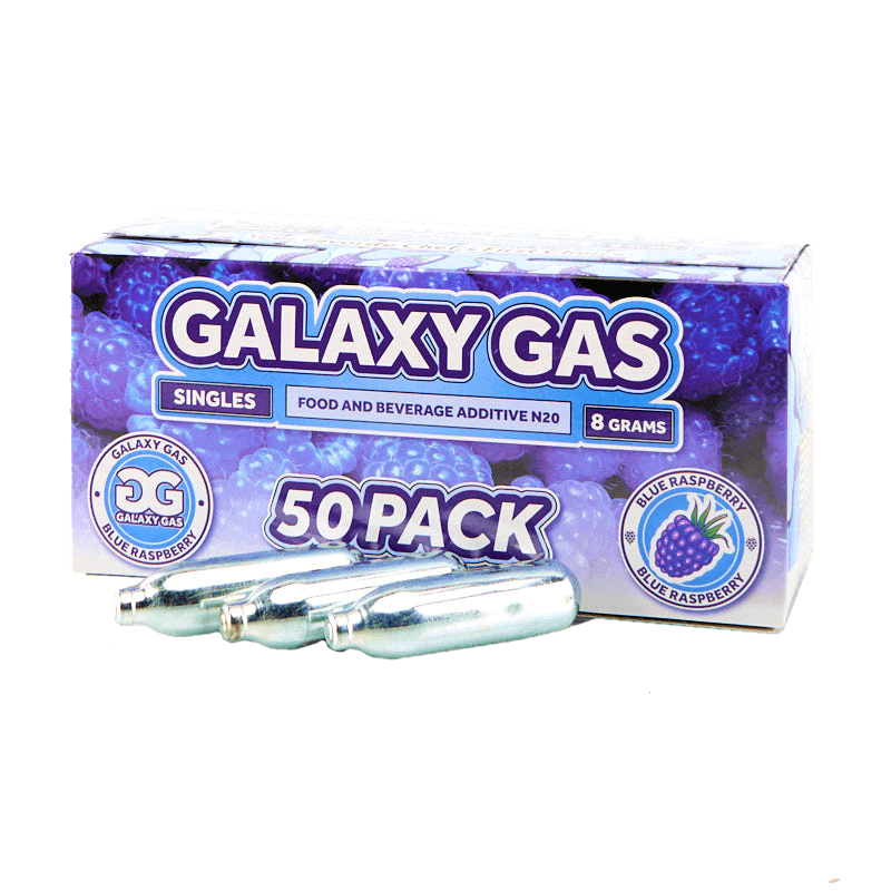 Galaxy Gas Infusion Blue Raspberry N2O 8g Whip Cream Chargers Nitrous Oxide (50 Count)