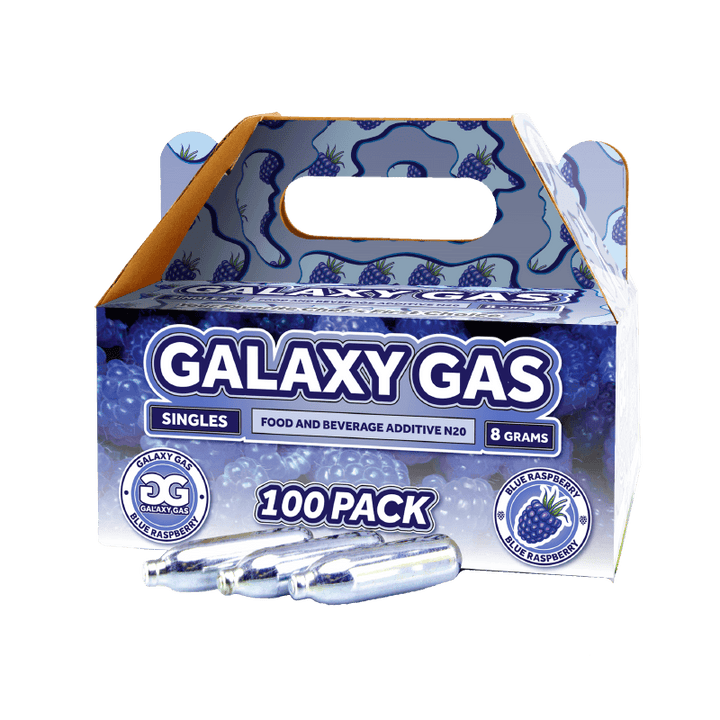 Galaxy Gas Infusion Singles Blue Raspberry N2O 8g Whip Cream Chargers Nitrous Oxide (100 Count)