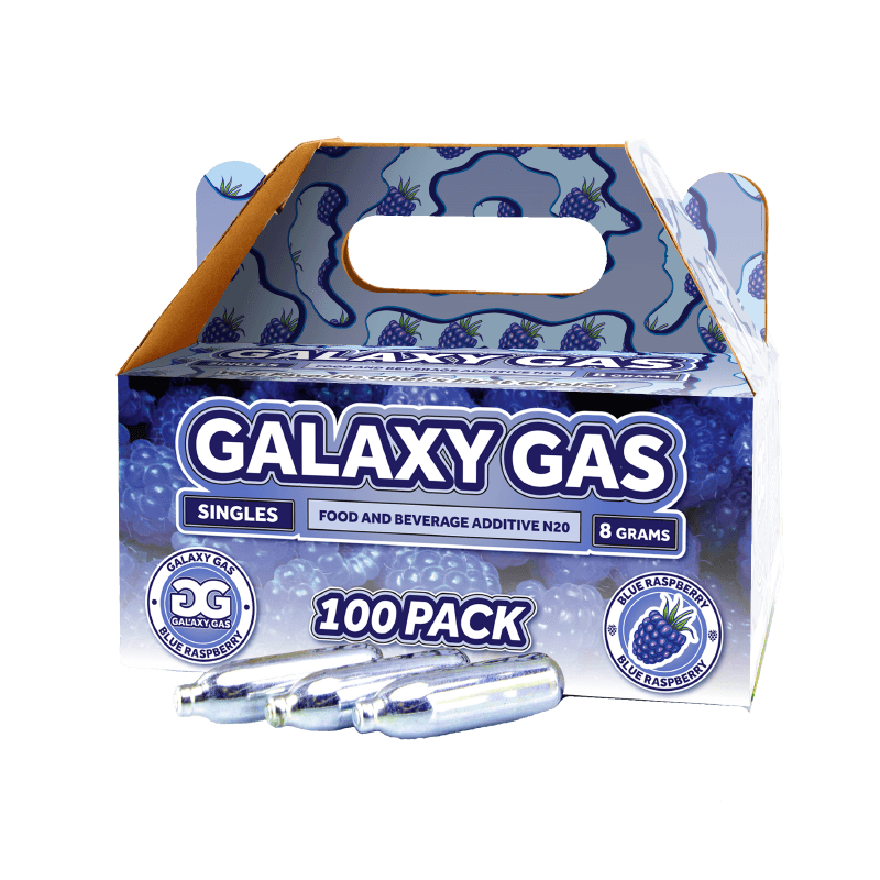 Galaxy Gas Infusion Singles Blue Raspberry N2O 8g Whip Cream Chargers Nitrous Oxide (100 Count)