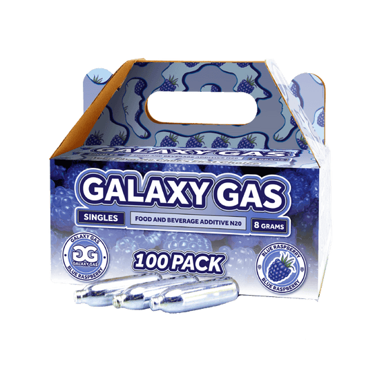 Galaxy Gas Infusion Singles Blue Raspberry N2O 8g Whip Cream Chargers Nitrous Oxide (100 Count)