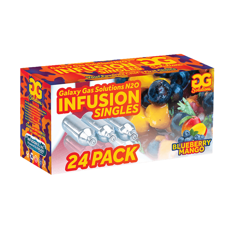 Galaxy Gas Infusion Singles Blueberry Mango Nitrous Oxide N2O 8g Whip Cream Chargers (24 Count)