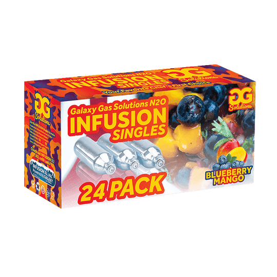 Galaxy Gas Infusion Singles Blueberry Mango Nitrous Oxide N2O 8g Whip Cream Chargers (24 Count)