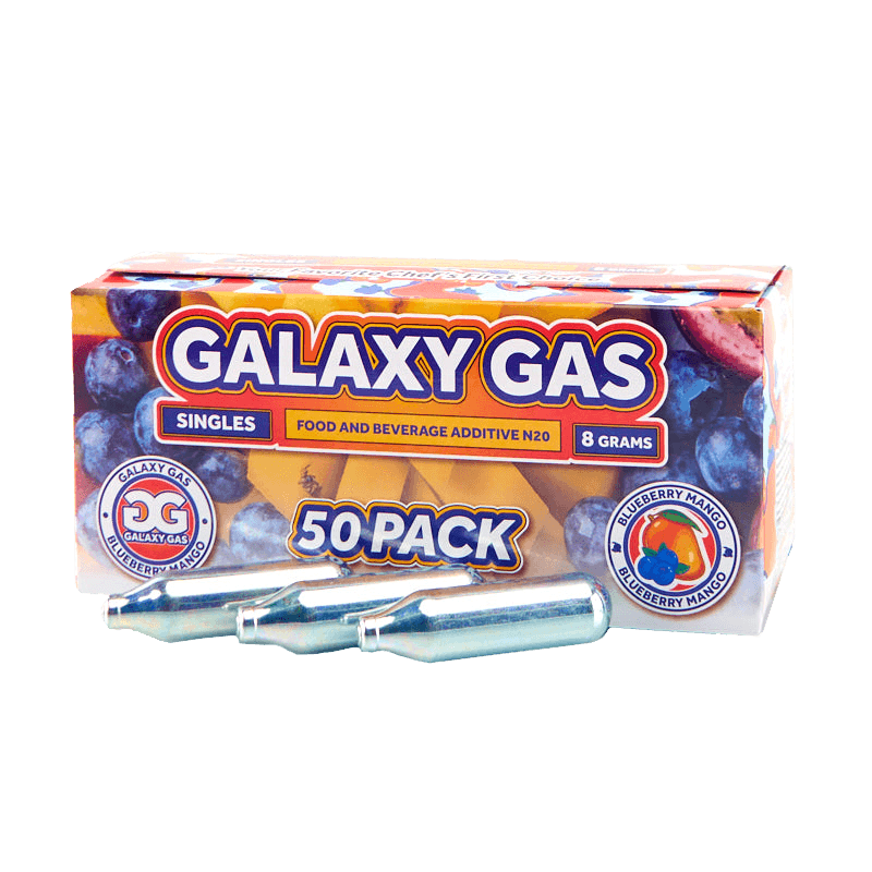 Galaxy Gas Infusion Singles Blueberry Mango Nitrous Oxide N2O 8g Whip Cream Chargers (50 Count)