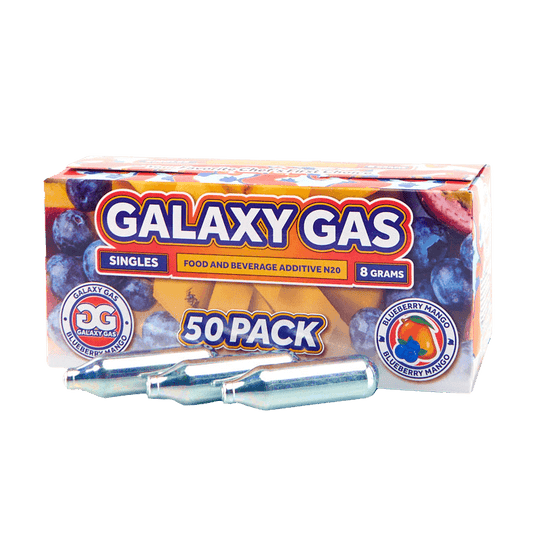 Galaxy Gas Infusion Singles Blueberry Mango Nitrous Oxide N2O 8g Whip Cream Chargers (50 Count)