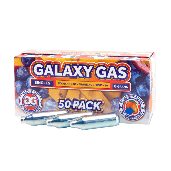 Galaxy Gas Infusion Singles Blueberry Mango Nitrous Oxide N2O 8g Whip Cream Chargers (50 Count)