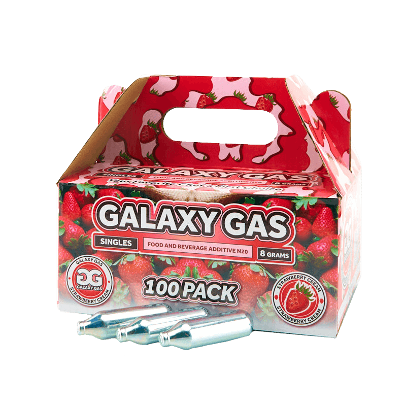 Galaxy Gas Infusion Singles Strawberry N2O 8g Whip Cream Chargers (100 Count)