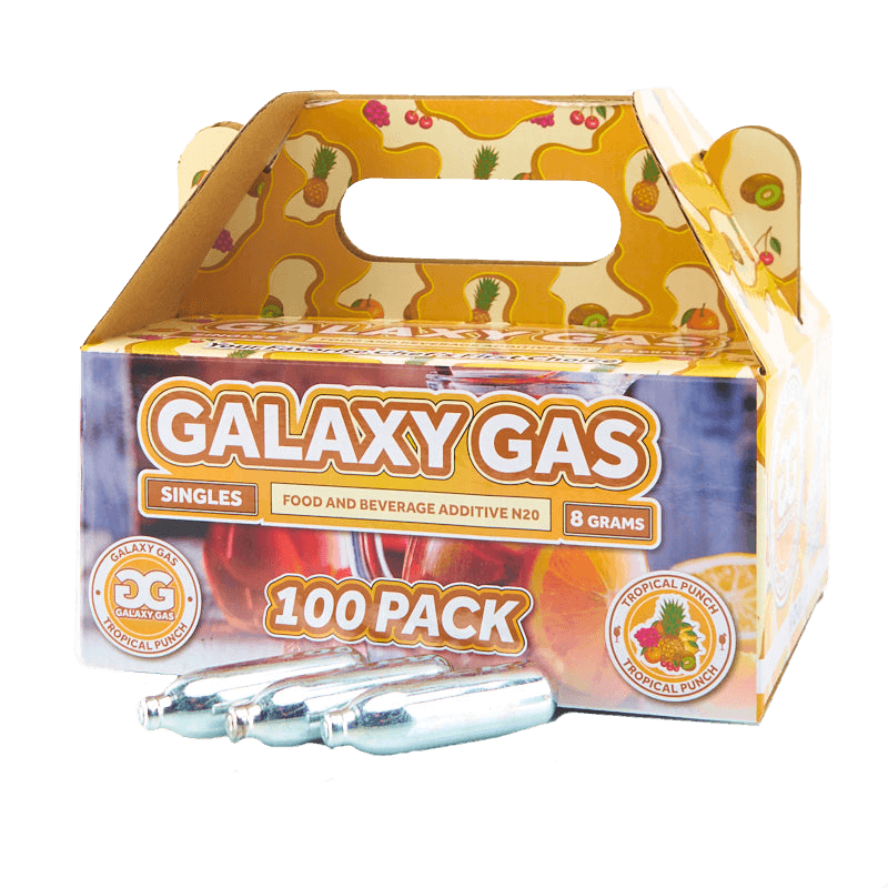 Galaxy Gas Infusion Singles Tropical Punch N2O 8g Whip Cream Chargers Nitrous Oxide (100 Count)
