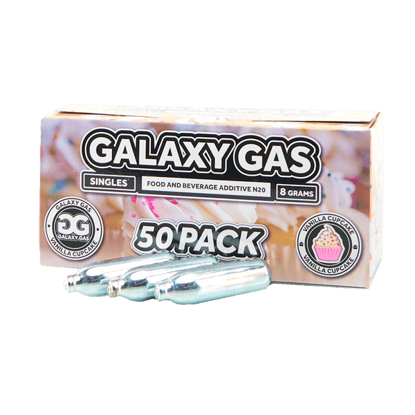 Galaxy Gas Infusion Vanilla Cupcake N2O 8g Whip Cream Chargers Nitrous Oxide (50 Count)