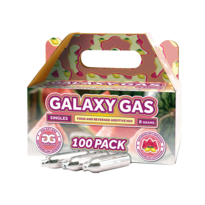 Galaxy Gas Infusion Singles Watermelon Lemonade N2O 8g Whip Cream Chargers Nitrous Oxide (100 Count)