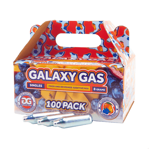 Galaxy Gas infusion Singles Blueberry Mango Nitrous Oxide N2O 8g Whip Cream Chargers (100 Count)