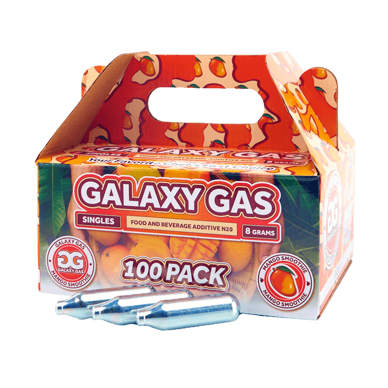 Galaxy Gas infusion Singles Mango Smoothie Nitrous Oxide N2O 8g Whip Cream Chargers (100 Count)
