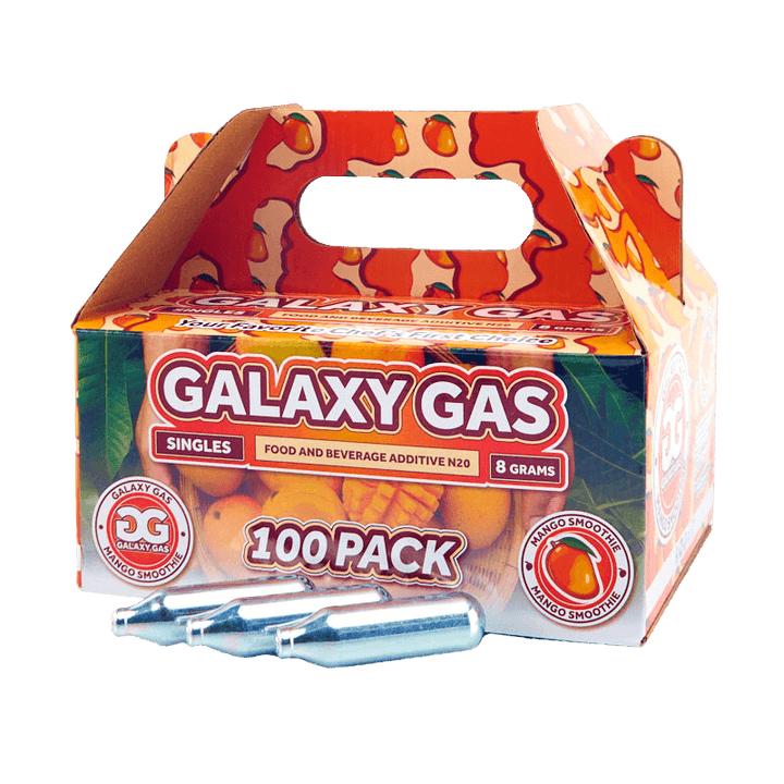 Galaxy Gas infusion Singles Mango Smoothie Nitrous Oxide N2O 8g Whip Cream Chargers (100 Count)